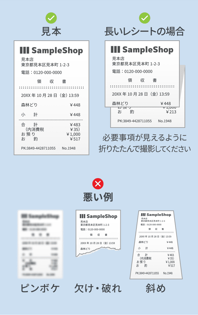 レシートの撮影例